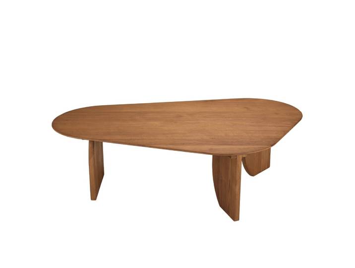 Table basse forme organique en bois de teck recyclé