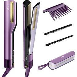 SHARK HT401EUPU SilkiPro Straight Glätteisen + Haartrockner, Plum Satin, Lila (1000 Watt)