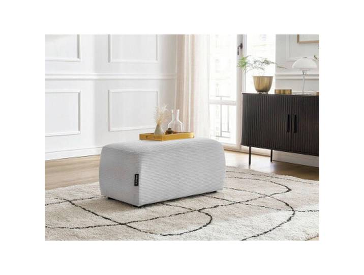 Hocker Atilla, Hellgrau, Kunststoff, rechteckig, 92x44x48 cm, Wohnzimmer, Hocker, Sitzhocker