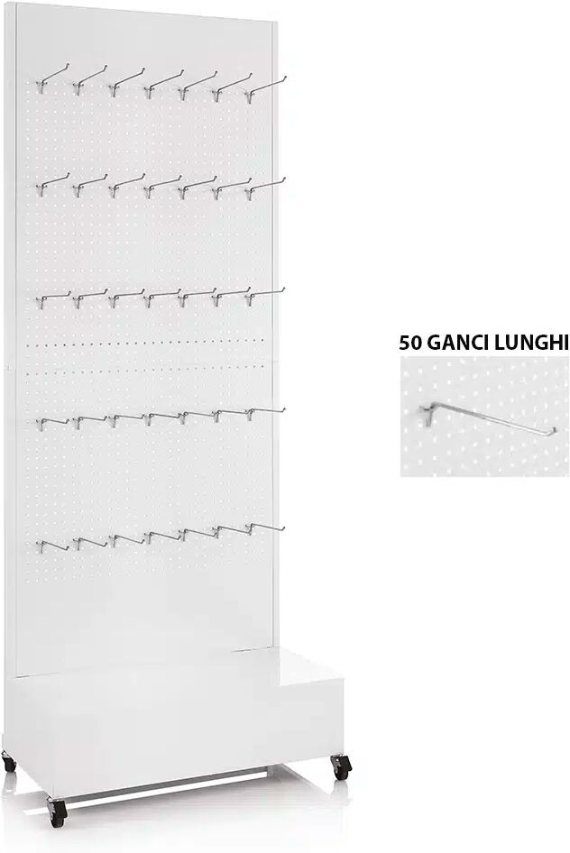 Espositore multiuso con 50 ganci lunghi