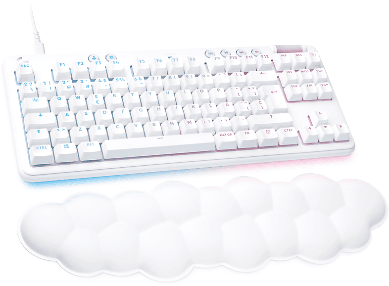 Teclado gaming - Logitech G G713 Linear Aurora Collection, USB, Reposamanos, Retroiluminación, RGB Lightsync, Controles multimedia, Blanco