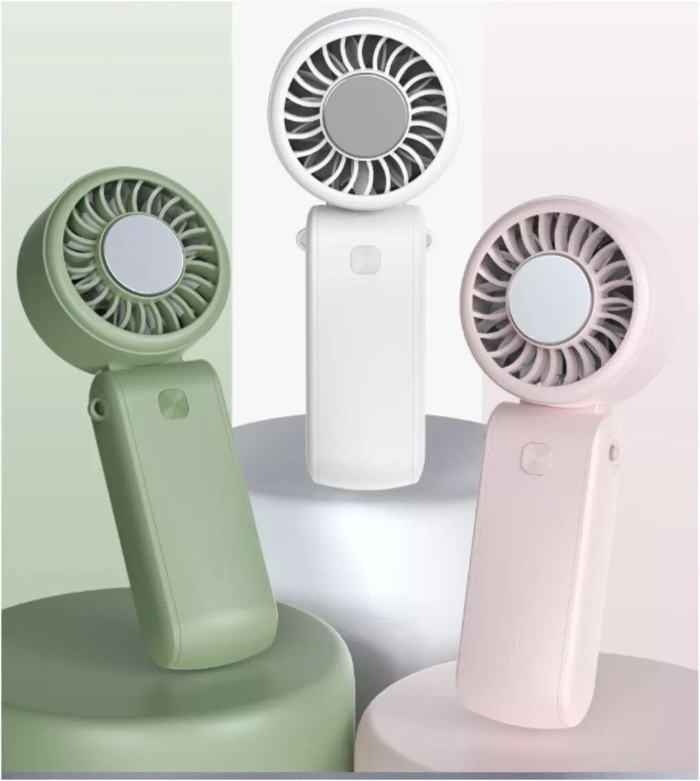 INF Tragbarer faltbarer Turbo-Ventilator – USB-wiederaufladbarer Handventilator mit hohem Luftstrom und klappbarem Design Weiß