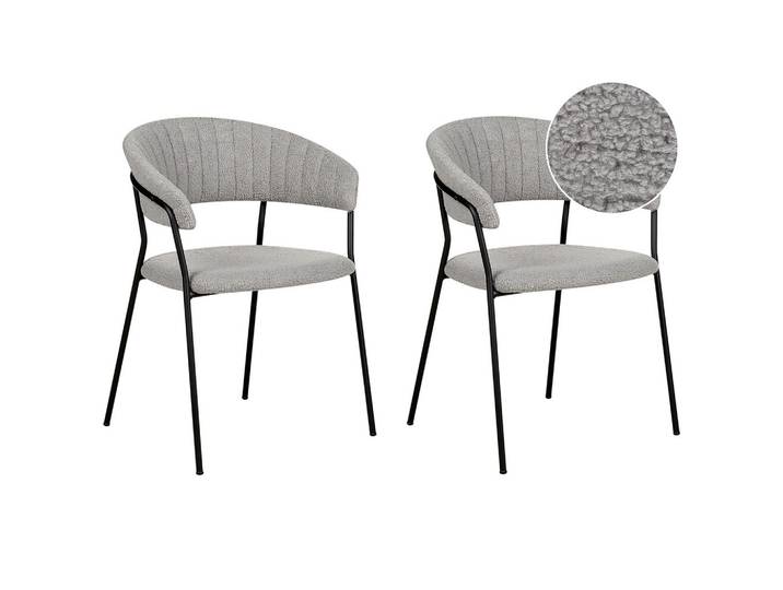 STUHL 2er-Set Bouclé grau Mariposa