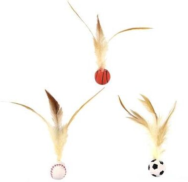 Inspired Finds FeatherBounce Interactive Cat Ball Toy Set With Feathers For Indoor Play 3pcs