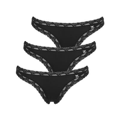 String LIKE IT "3er Pack Damen String Olivia", Damen, Gr. L, Stoff, schwarz, Stoff, Obermaterial: 92% Polyamid PA. 8% Elasthan EL., Unterhosen String