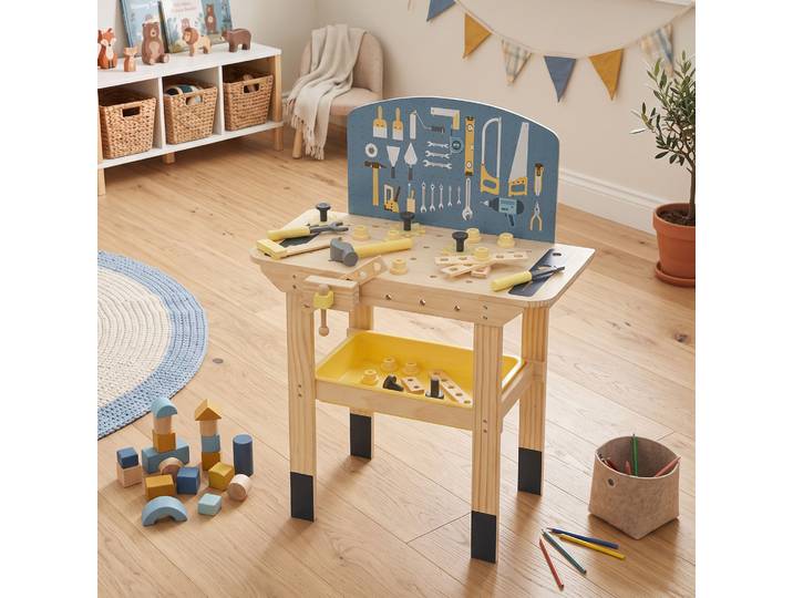AIYAPLAY Établi Bois Enfant 28 Accessoires Rangement 3-8 Ans