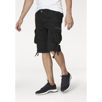 Cargobermudas ALPHA INDUSTRIES "Jet Short", Herren, Gr. 34, N-Gr, schwarz, Web, Obermaterial: 100% Baumwolle, unifarben, normal knieumspielend, Hosen