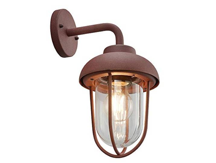Trio Leuchten Duero 202760124 Applique murale d'extérieur en aluminium moulé sous pression couleur rouille\, verre transparent\, sauf 1 x E27