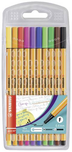 Stabilo point 88 8810 Fineliner Rot, Blau, Grün, Schwarz, Gelb, Orange, Violett, Pink, Hellgrün, Braun 0.4mm 10St.