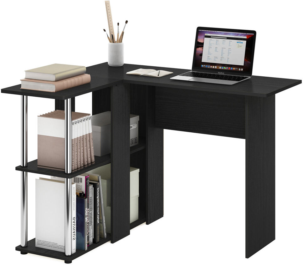 Ebern Designs Angulo L-Shaped Computer Desk Black/Americano 73.4cm H X 104.4cm W X 87.6cm D