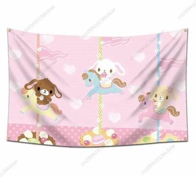 Inspired Finds Kawaii Sugarbunnies Cartoon Tapestry For Cute Aesthetic Room Decor 78.74x70.87in