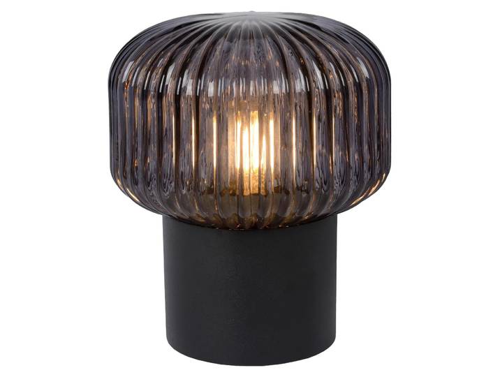 Lucide Tischlampe Vintage-Look, gerippte Kugelform, glatter Zylinderfuß, Ø 16 cm, H 18 cm