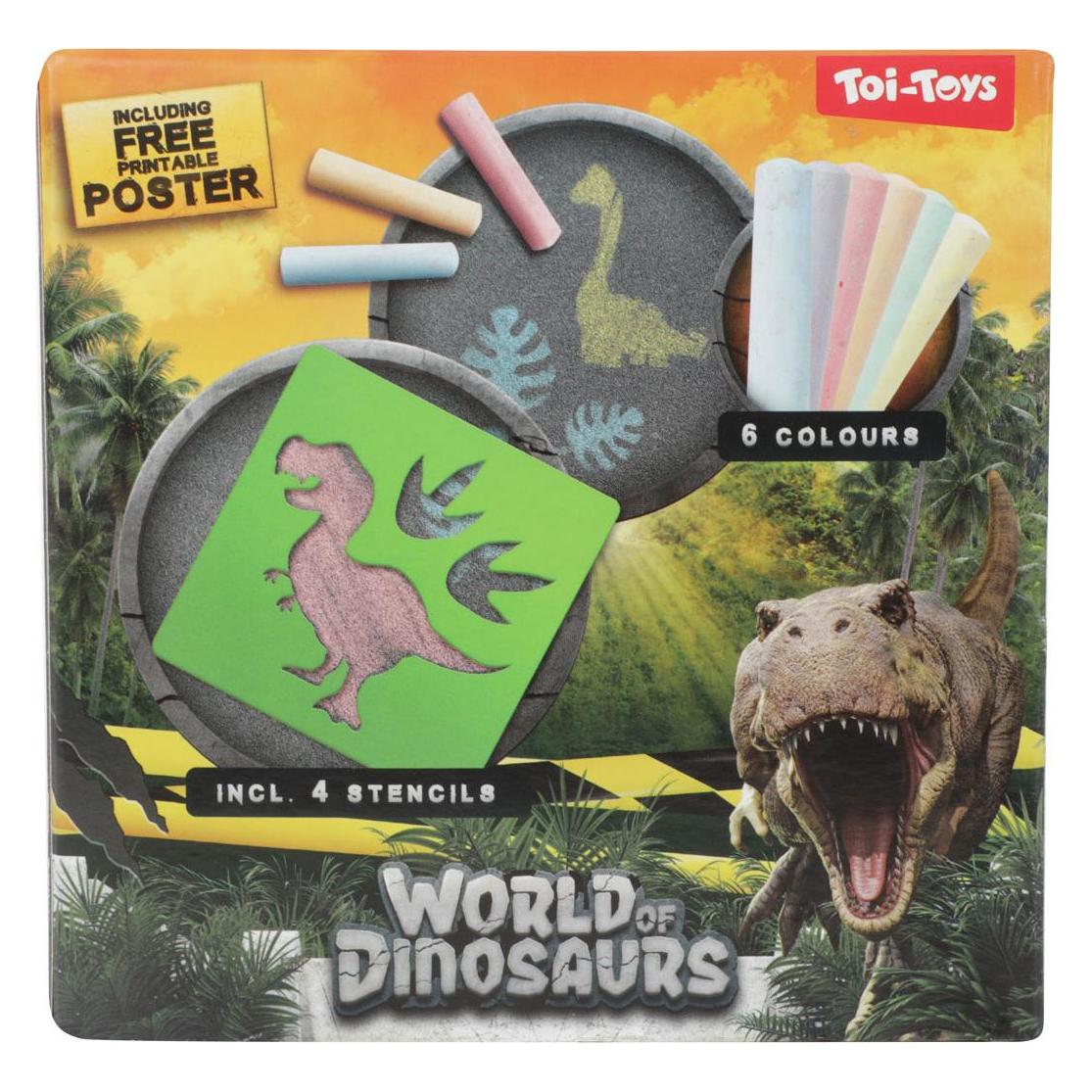 Toi-Toys World of Dinosaurs Strassenkreide Dino mit Vorlagen, 10 Stück. (61044A)