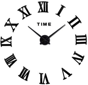 Inspire Select Modern 3D DIY Acrylic Mirror Wall Clock Large Frameless Quartz Decorative Wall Clock 033 Black 3d Diameter 39.4 51.2 In