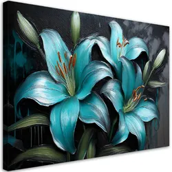WANDBILD lilienblumen türkisfarbene pflanzen