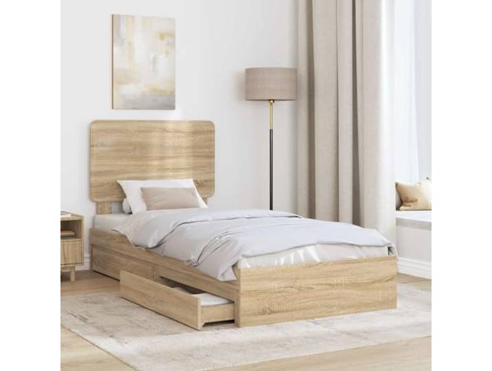 KTHLBRH Boxspringbett Eiche Sonoma 90 x 190 cm mit Kopfteil Technisches Holz, praktische Schubladen, einfache Montage, modernes Design