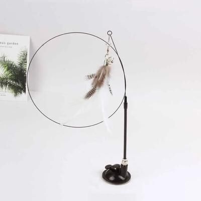 Uplift Picks Colorful Feather Bell Suction Cup Interactive Cat Wand Toy k