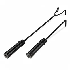 Relaxdays Schürhaken Set, 2 Feuerhaken für Kamin, Ofen, Grill und Feuerschale, Kaminhaken Stahl, Aschekratzer, schwarz