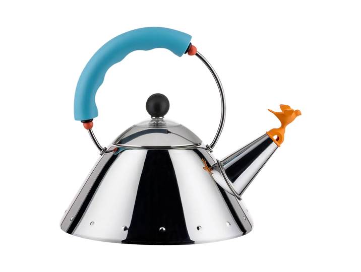 Wasserkessel Michael Graves, Alessi, hellblau/silber, Edelstahl
