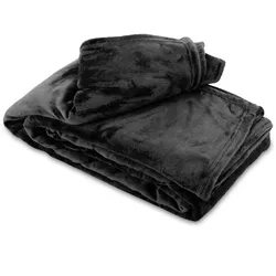 Leonado Vicenti Kuscheldecke Schwarz 150x200 cm Wolldecke Fleece extra weiche Wohndecke Sofa