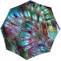 Magic Fiber Regenschirm Pfau-Muster, mehrfarbig