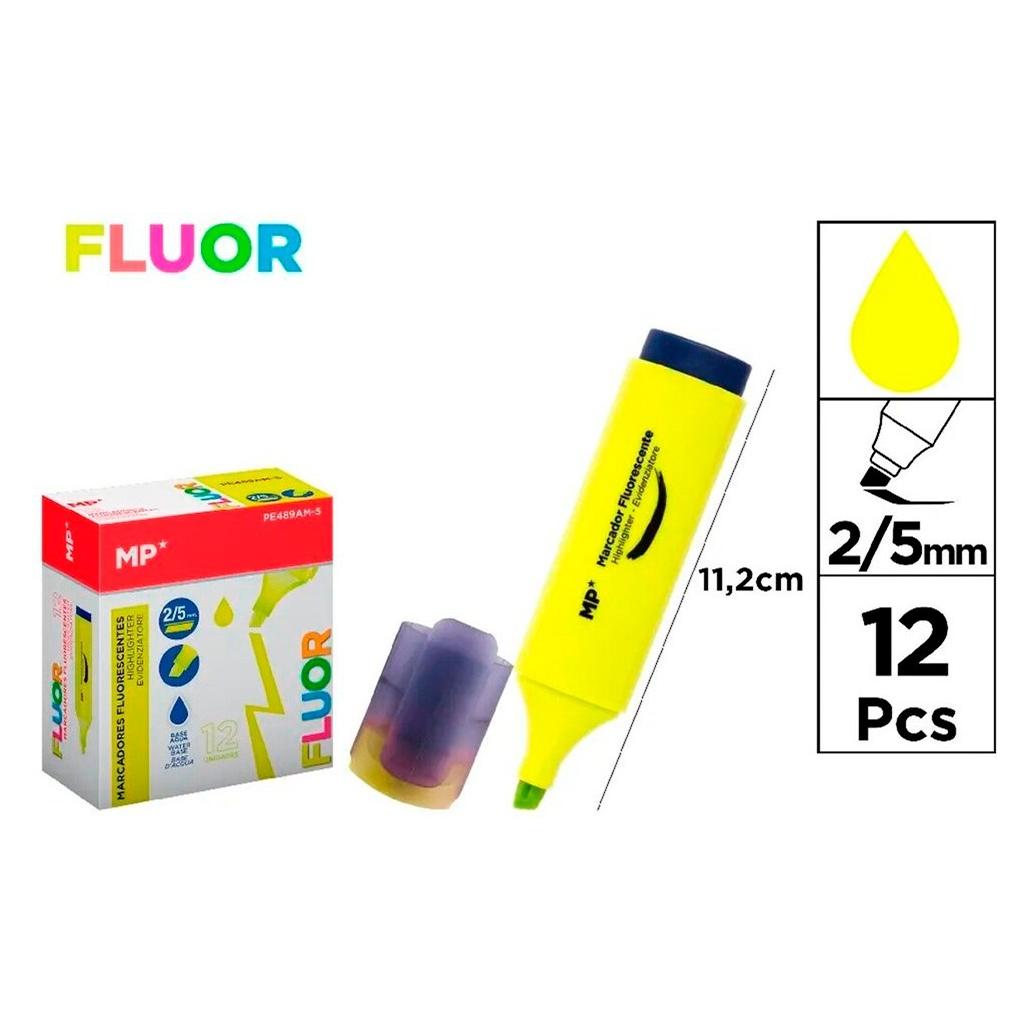 MP Fluoreszierender Textmarker "Fluor", Spitze 2/5 mm, gelb, 12 Stück, Schachtel (12x) (66239336)