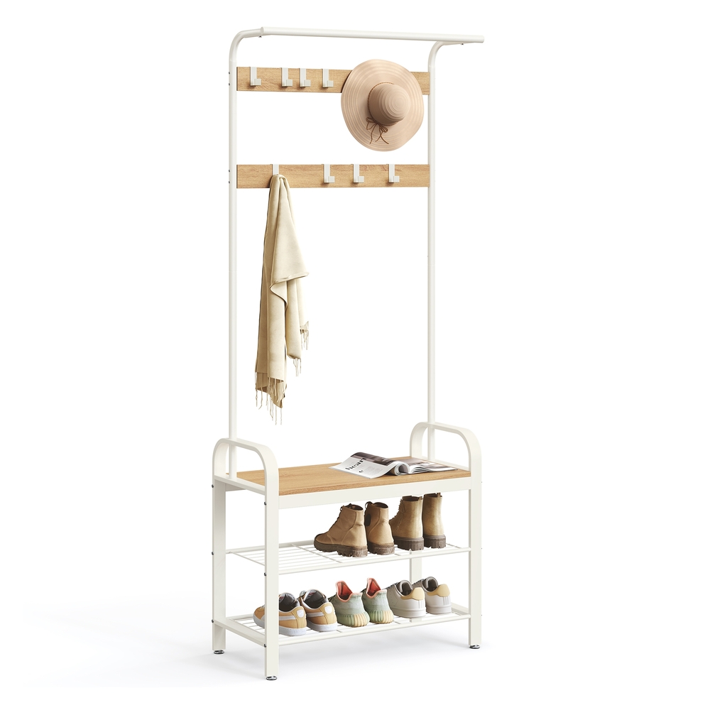 VASAGLE Garderobe & Schuhregal Weiß-Naturfarbe B34HSR40W