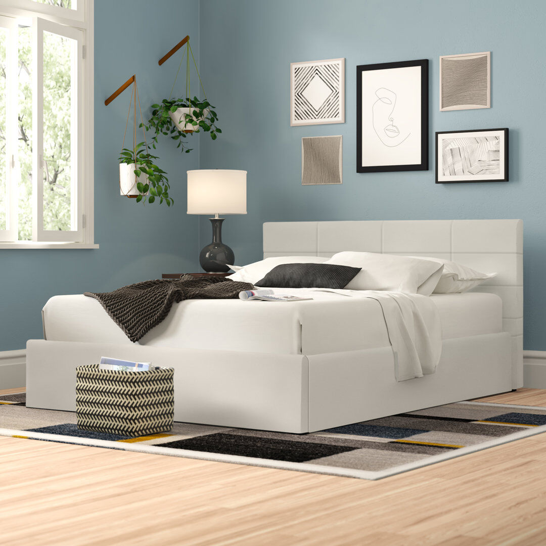 Latitude Run Philippe Upholstered Ottoman Bed Cream Kingsize (5')