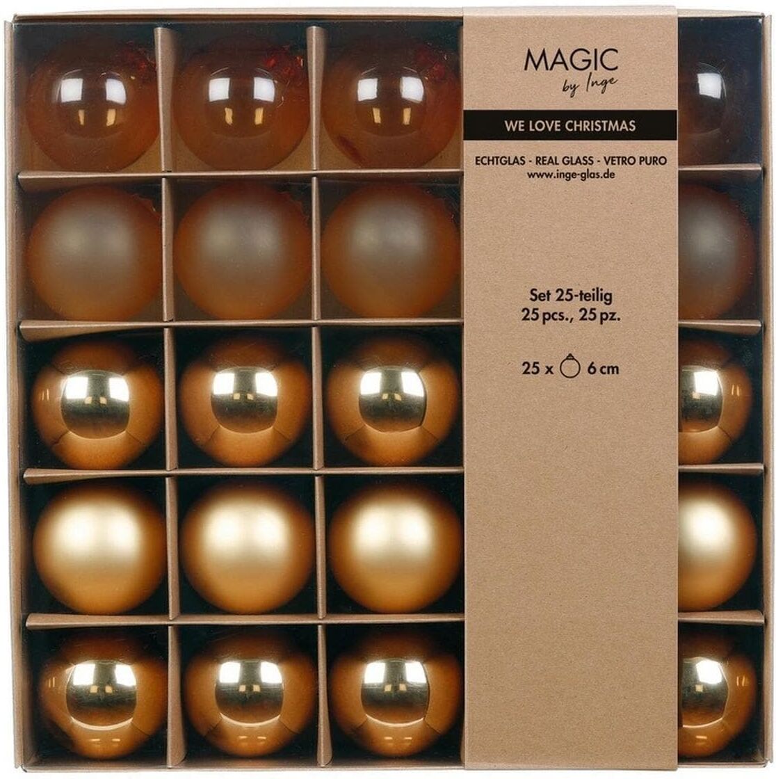 Weihnachtsbaumkugel "INGES CHRISTMAS DECOR 6 cm 25 Stück", gold, Glas, Weihnachtsbaumkugeln, Weihnachtsbaumkugel gold Einheitsgröße