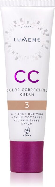 Lumene CC Color Correcting Cream CC cream for even skin tone SPF 20 shade 3 (Warm) 30 ml
