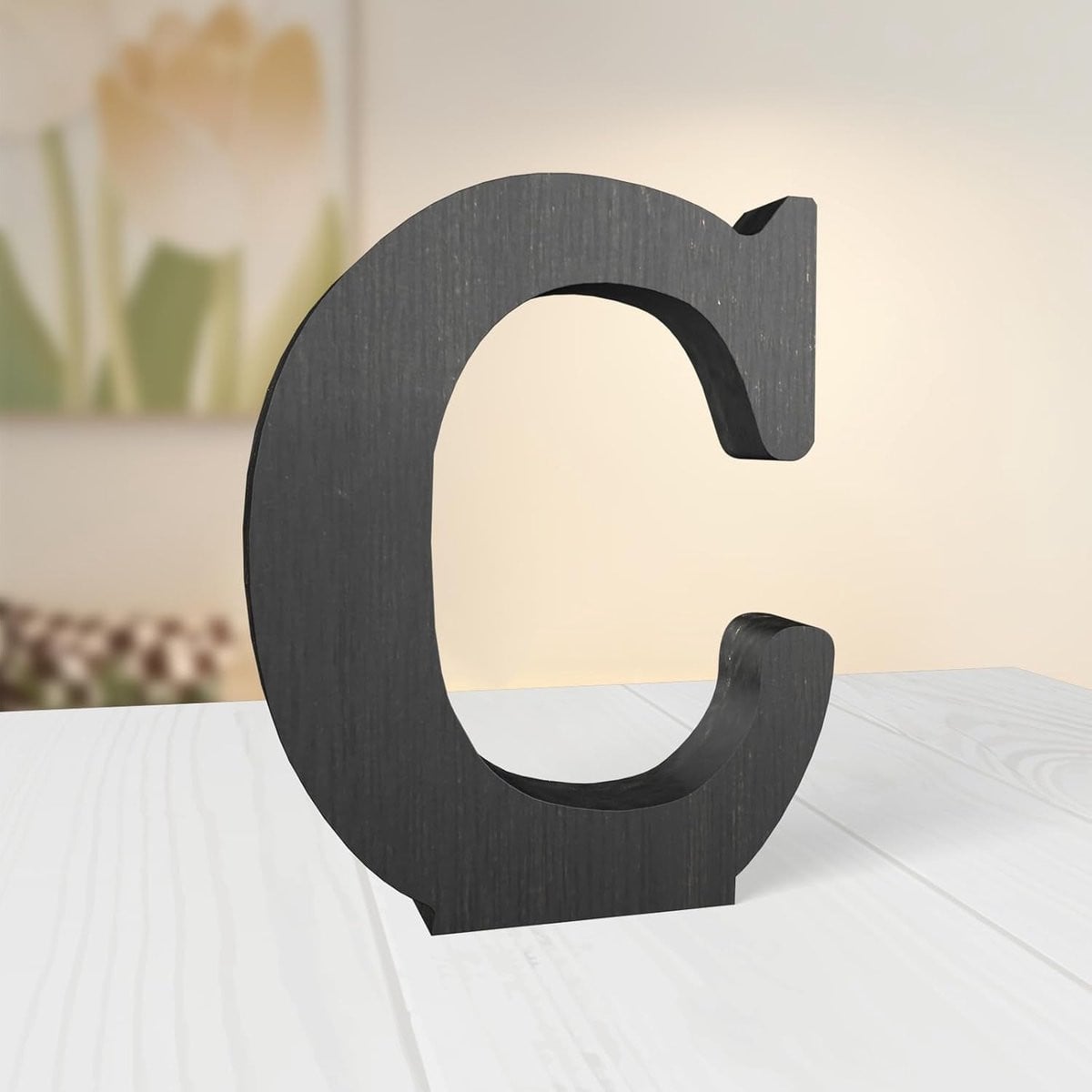 Houten Letter Decoratie Rustieke Zwarte Letter Muur Decoratie Hoogte: 15 cm, Zwart