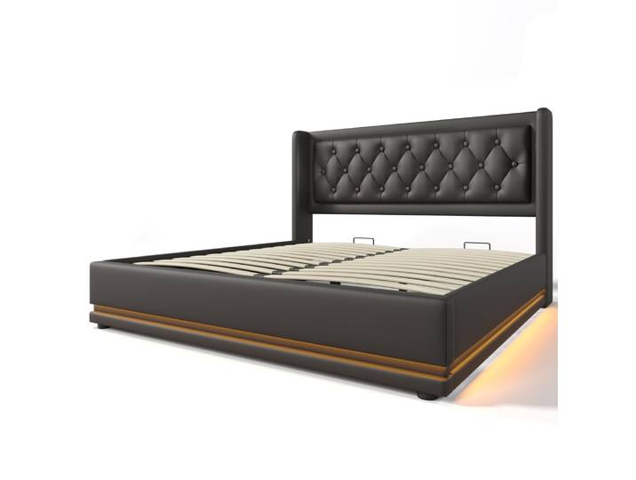 Lit double en pin noir 180x200 cm