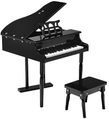 Costway Musical Instrument Toy 30-Key Children Mini Grand Piano with Bench-Black