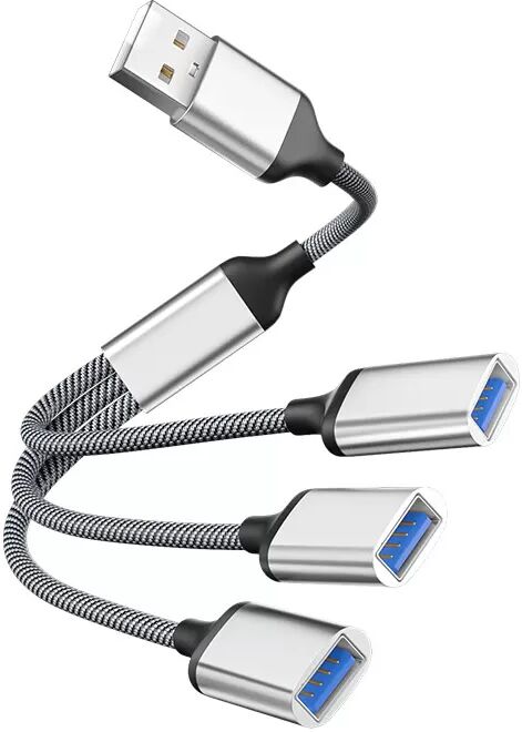 INF Adaptateur répartiteur de concentrateur USB à 3 ports Argent