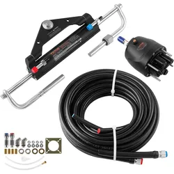 VEVOR Hydraulisches Außenbord-Lenkungsset für 150 PS Außenbordmotoren, Bootslenksystem, 2,5-MPa-Lenkpumpe, Zweiwege-Sperrzylinder, 6,1 m Hochfeste Schläuche, für Boote mit einem Außenbordmotor