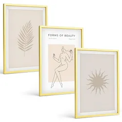 BILDER SET 3er Set - 40x60 cm Goldrahmen - Eine Sammlung minimalistischer Formen