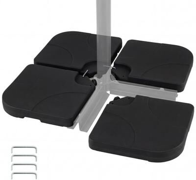 Costway 4-Piece Cantilever Offset Base 164 LBS Heavy-Duty Square with U-Locking Pins-Black