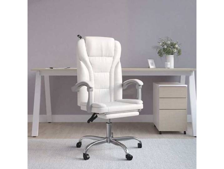 Fauteuil inclinable de bureau Chaise de Bureau VIDAXL Desgin Ergonomique Blanc Similicuir_8871