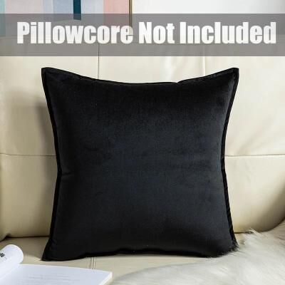 Uplift Treasures Super Soft Velvet Cushion Cover Solid Color Decorative Pillow Cover black 17.72 In 17.72 In