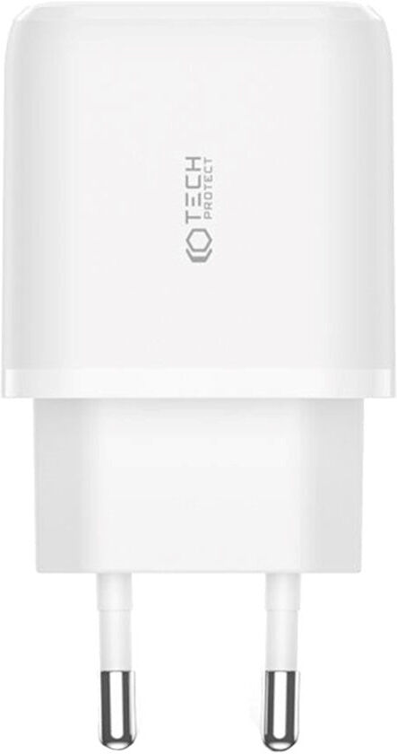 Tech-Protect 20W Vægoplader m. 1 x USB-C & 1 x USB-A - Hvid