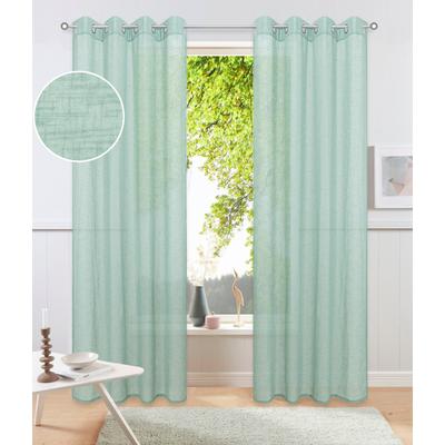 Gardine OTTO HOME "Kyllo", grün (dunkelgrün), B:140cm H:145cm, Polyester, Polyester, Gardinen, Gardine, Leinen-Look, halbtransparent, Ösen- Aufhängung, Pflegeleicht