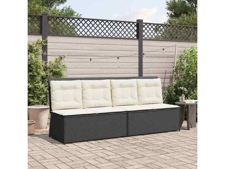 Noir Siège de jardin - Banc inclinable de jardin - 1 PC - avec coussins - noir résine tressée C5083
