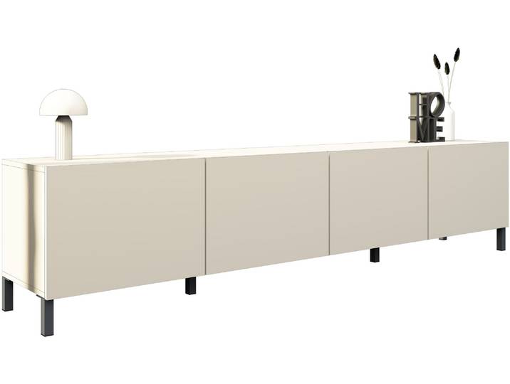 Lowboard BORCHARDT MÖBEL Sophia, TV-Schrank mit Metallfüssen , beige (kaschmir), B:200cm H:45cm T:35cm, Holzwerkstoff, Sideboards, Lowboard, Metallfüsse, grifflose Optik