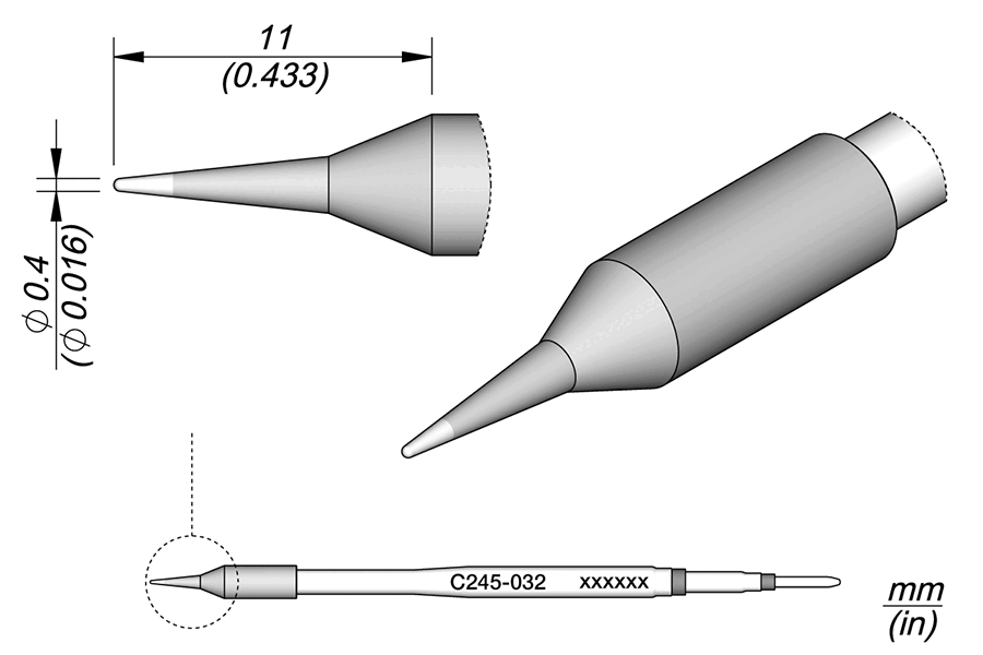 Ponta p/ Utensilio de Mão T245 (Ø0,4mm) - JBC