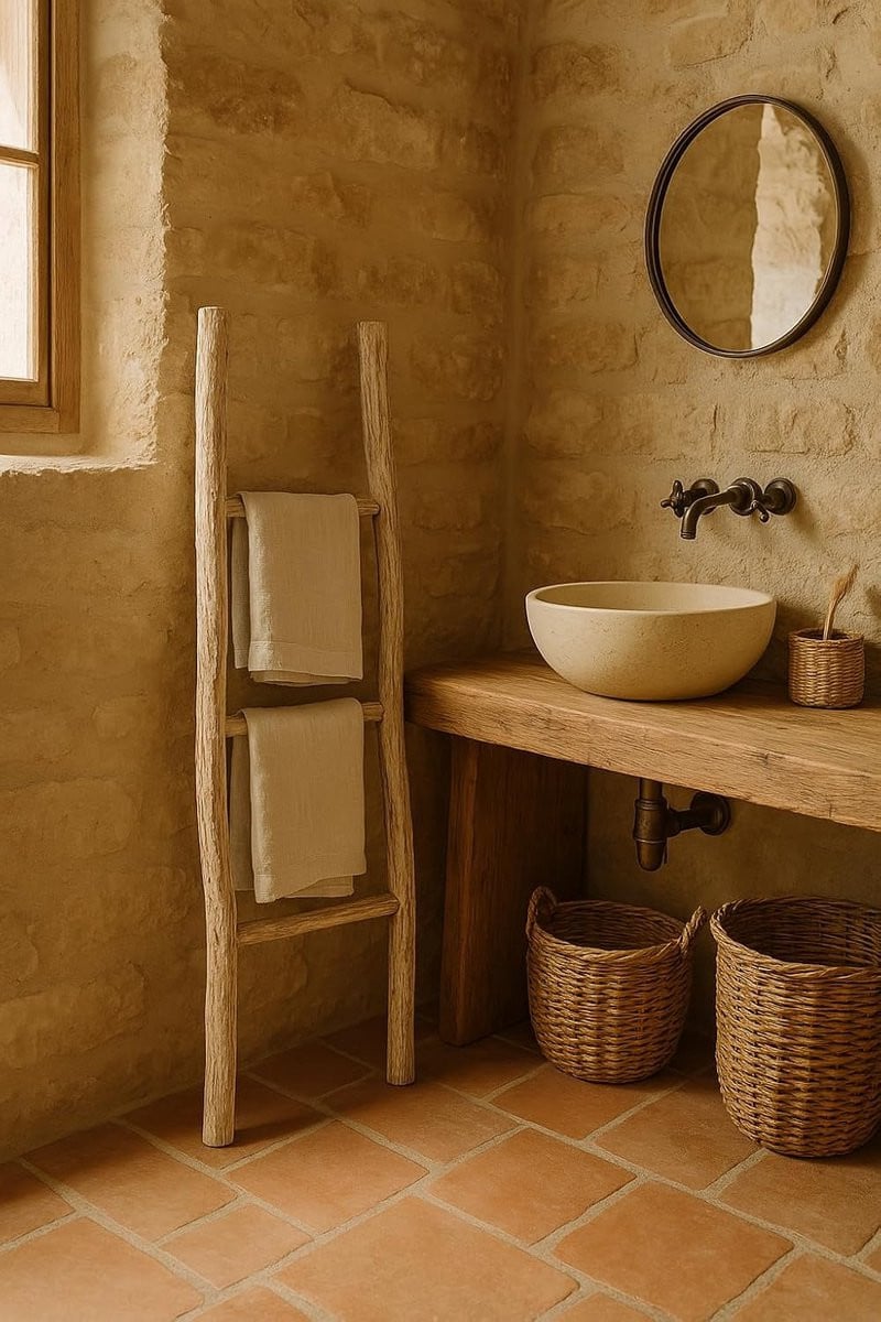 Decoratieve houten handdoekladder voor badkamer en woonruimte