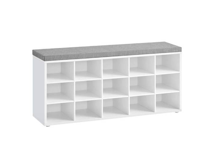 Banc chaussures meuble entrée banc rangement avec 15 compartiments siège rembourré capacité de charge 200
