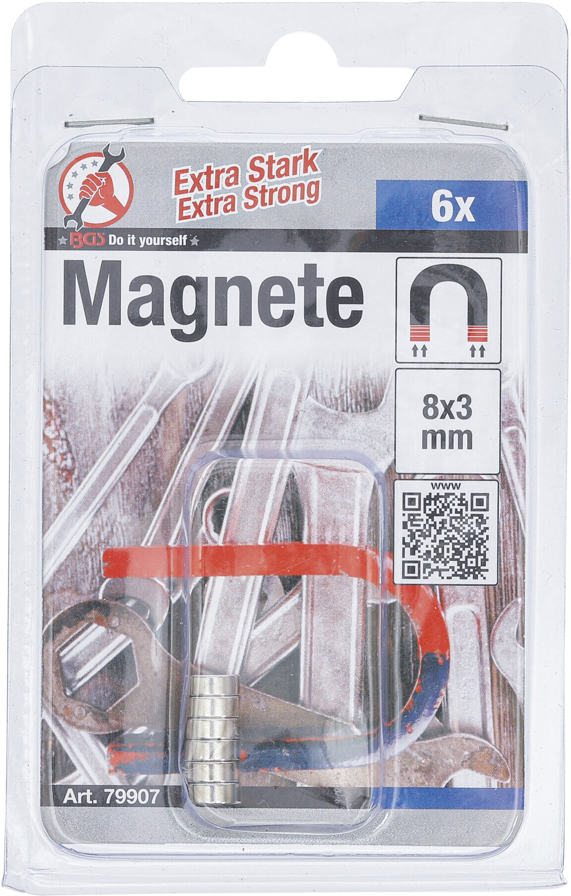BGS Do it yourself Magnet-Satz 79907, extra stark, Ø 8 mm, 6-tlg.)