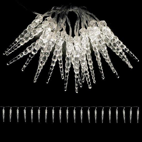IJspegel Lichtketting Warm Wit - Kerstverlichting Gordijn met 20 LEDs - Wit