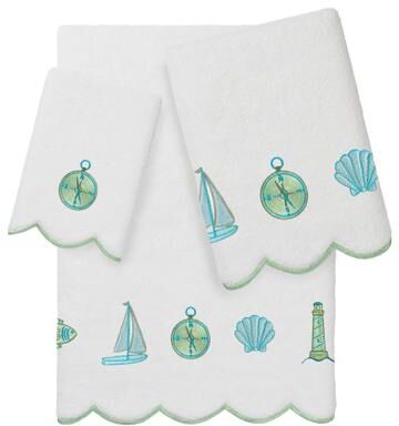 Authentic Hotel and Spa 100% Turkish Cotton SEA JOY Scallop Embellished Towel Collection