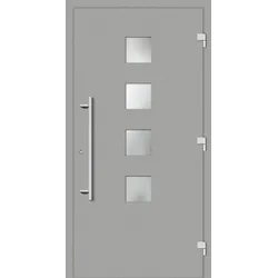 Sichere Haustür "BEATRICE" 79 mm RC3 Weißaluminium RAL 9006 beidseitig außen öffnend DIN rechts